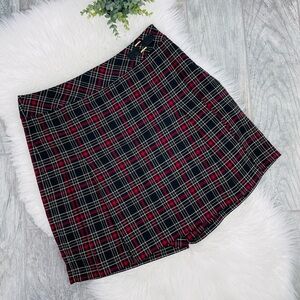 St. John Sport Y2K Vintage Goth Red Black Plaid High Waisted Skort